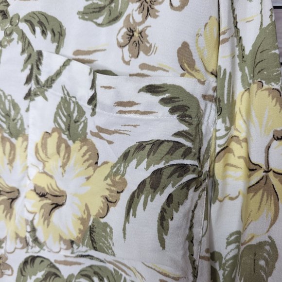 Roundtree & Yorke Men's Size XL Shirt Floral‎ Yellow Green Hawaii Style Top - Picture 4 of 8